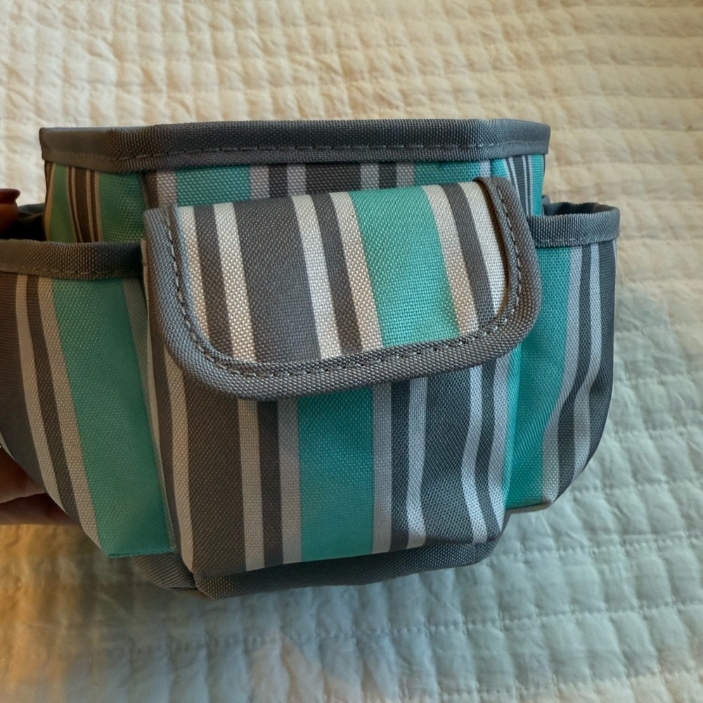 Striped Gray and Teal Organizer Bag